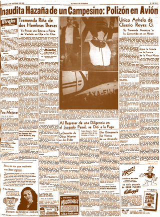 Edición del 11 de Octubre de 1950 de El Siglo de Torreón reseñando la hazaña de Cliserio Reyes